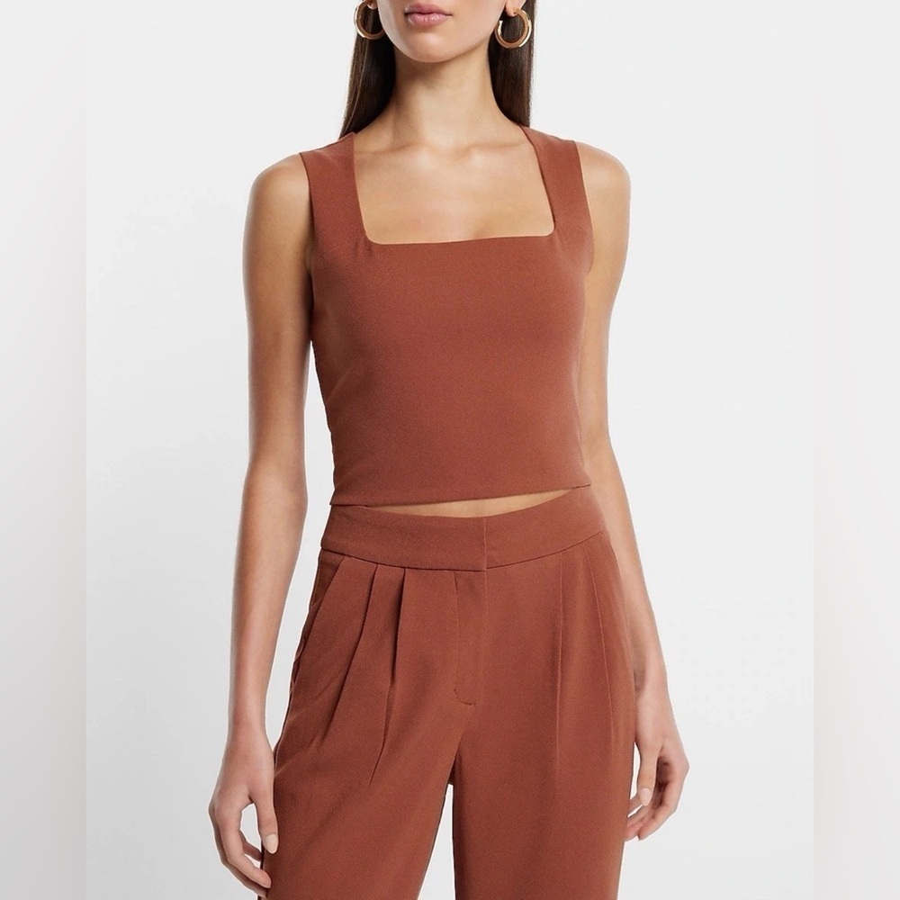 Express Women's Square Neck Cropped Tank Side Zipper Bullion Size XS - NWT $58